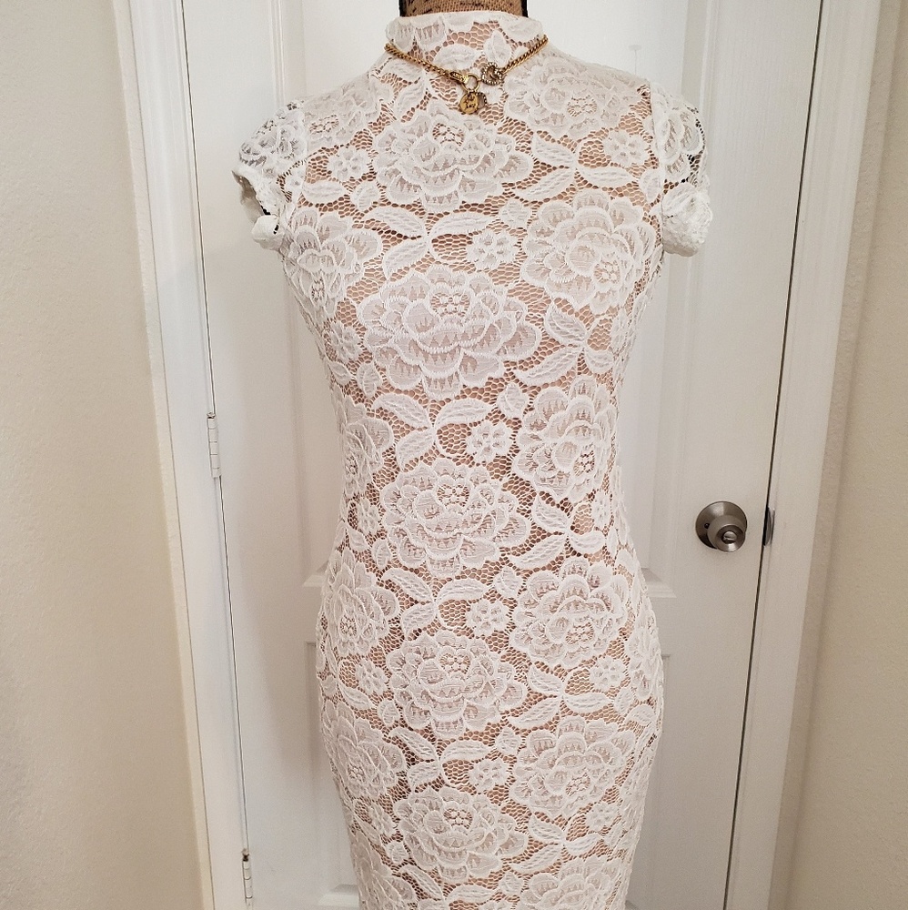 White lace mini dress